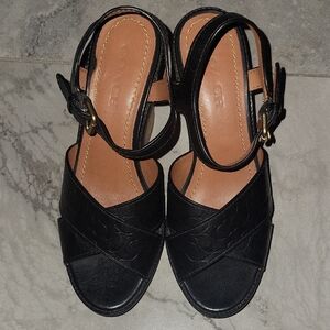 Coach Black Leather Women's Sandals